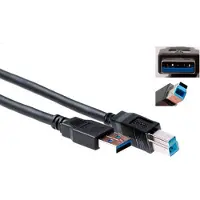 ACT 1m, USB 3.0, 1 m, USB A, USB B, USB 3.2 Gen 1 (3.1 Gen 1), Mâle/Mâle, Noir