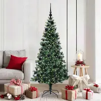 vidaXL Sapin de Noël artificiel pré-éclairé Vert 180 cm PVC et métal