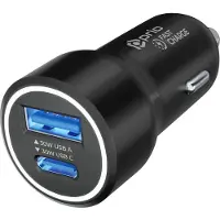 Prio Fast Charge Car Charge 30W PD (USB C) + 30W (USB A) schwarz, Adaptateur pour véhicule, Noir