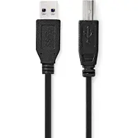 Nedis Câble USB - USB 3.2 Gen 1 - USB-A mâle - USB-B mâle - 5 Gbps - Nickelé - 2,00 m - Rond - PVC - Noir - Etiquette