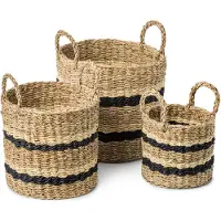 Nordisk Nordis - Seagrass Baskets with Stripes - Ø30, Ø26, Ø20 - 3 pcs. (3x)