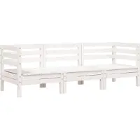 Syfax Canapé de jardin 3 places blanc bois de pin massif