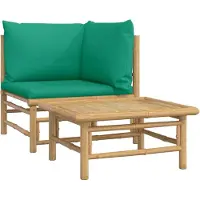 Syfax Salon de jardin 2 pcs avec coussins vert bambou