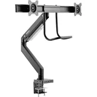 Speaka Professional SP-MM-820 Support de bureau pour écran 2x 43,2 cm (17) - 81,3 cm (32) Station d'accueil intégrée, technologie à gaz, inclinable, pivotant (SP-10506480)