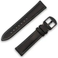 JT BERLIN Universal Watchband 20mm Charlie (20 mm, Acier inoxydable, Cuir véritable), Sangles de montre, Multicolore, Noir