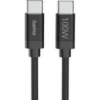 Hama Câble de charge "Fabric" USB-C - USB-C, 100 W, 3 m, nylon, noir
