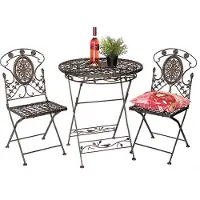 DanDiBo Groupe de sièges en fer jardin antique Bistroset AVIS Table de bistrot avec 2 chaises pliantes en métal Table de jardin
