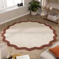 FRAAI Tapis Rond Lavable – Hazy Marron/Crème | Ø 80cm | Rond | Pile courte