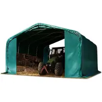 TOOLPORT Abri foin 6x6 m PVC 2300N abri vert foncé, béton