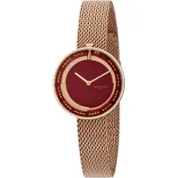 Pierre Cardin Montre femme cadran moderne montre à quartz analogique avec bracelet en acier inoxydable 3ATM 33 mm CMA.0003 or rose/rouge