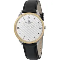 Pierre Cardin Montre-bracelet homme dans coffret cadeau montre à quartz analogique avec bracelet en cuir 3ATM 40mm CPI.2015 Argent/Or/Noir