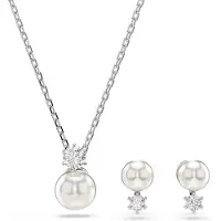 Swarovski Parure de bijoux 'Matrix' argent / blanc perle