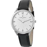 Pierre Cardin Montre Homme Montre Quartz Analogique avec Bracelet Cuir 3ATM 39mm CPI.2016 Argent/Noir/Blanc