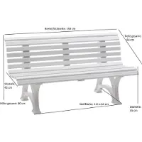 Blome Banc de jardin Helgoland 3 places, plastique facile d'entretien, avec 13 profilés multichambres, 2 pieds & dossier, blanc