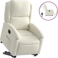 vidaXL Fauteuil relax avec releveur électrique Crème Velours