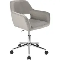 SVITA JILL Chaise pivotante réglable en hauteur avec accoudoirs et roulettes Revêtement velours gris
