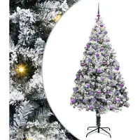 vidaXL Sapin de Noël artificiel Blanc 210 cm PVC, Acier et Plastique
