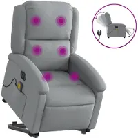 vidaXL Fauteuil de massage électrique avec releveur Tissu gris clair