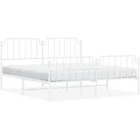 vidaXL Cadre de lit avec tête et pied de lit en métal blanc 183x213 cm