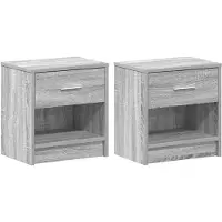 vidaXL Tables de chevet 2 pcs avec tiroir Gris Sonoma 39x28x41 cm