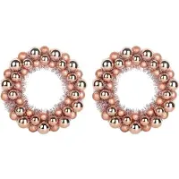 vidaXL Couronnes de Boules de Noël 2 pcs Rose doré 33 x 33 x 7 cm