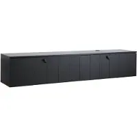 Oviala Meuble TV suspendu 160 cm moderne noir - Holly