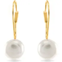 Luxenter Boucles D'oreilles Luxenter Essential En Argent 925 Et Perles Blanches Finies En Or Jaune 18k