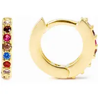 Luxenter Leofcar Boucles D'oreilles En Argent 925 Et Zircon Multicolore Finies En Or Jaune 18k