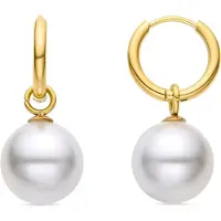Luxenter Boucles D'oreilles En Perles Blanches Luxenter Finies En Or Jaune 18k - Unwe
