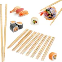 Relaxdays Baguettes ASIA DELUXE, lot de 10 paires, Baguettes, Marron