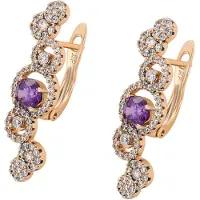 Faina Boucles d'oreilles or rose / violet foncé / transparent
