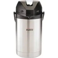 Bunn Pot d'air de 2,5 litres à effet de levier - Serviettes thermiques, Carafe isotherme, Argent