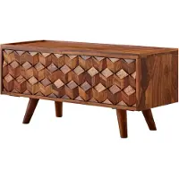 Möbelando Table en bois massif de sheesham 92x44x35 cm tv commode avec portes pliantes | Wohnling