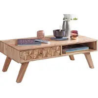 Wohnling Table basse REWA 95x35x50cm acacia massif Table de salon |