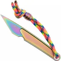 CRKT HangTi Kiridashi 7065P Iridescent Titanium Nitride Titanium, couteau de cou, Richard Rogers design