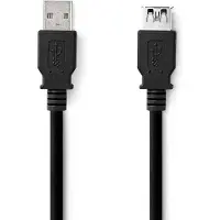 Nedis Câble USB | USB 3.2 Gen 1 | USB-A mâle | USB-A femelle | 5 Gbps | Nickelé | 1,00 m | Rond | PVC | Noir | Etiquette