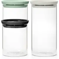 Brabantia 100550 Contenant de rangement pour la cuisine Ensemble de contenants universels Verre, Plastique