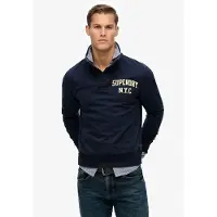 Superdry Vintage Athletic Half Button Sweatshirt Bleu XL Homme