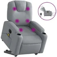 vidaXL Fauteuil de massage électrique avec releveur Tissu gris clair