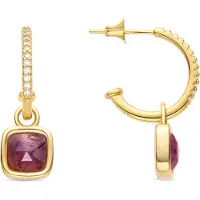 Luxenter Boucles D'oreilles Luxenter Ourhis Avec Cristaux Mauves En Or Jaune 18 Carats