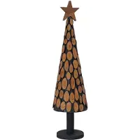 vidaXL Sapin de Noël avec support Marron 120 cm Bois de teck solide