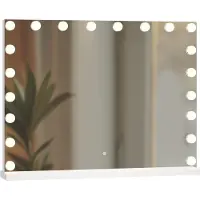 Sensahome Vanity Mirror Pro - Miroir de maquillage hollywoodien avec 15 ampoules LED à intensité variable, 3 modes d'éclairage, 80 x 60 cm - Blanc
