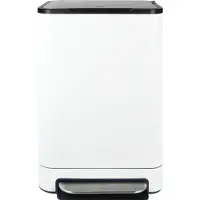 Desq 6053.01 Poubelle à pédale - 40L - avec seau intérieur - inox - anti-odeur - Silent Close - blanc