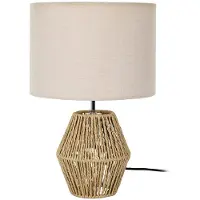 Home Deco Factory Lampe - - Lina - Corde Tressée - Abat-Jour Lin - Marron et Blanc