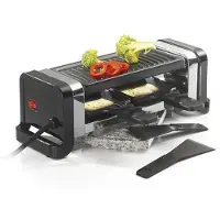 Kitchen Chef Service à Raclette / Gril /pierre - 350w - 2 Poêlons - 2 Spatules - Noir - Kitchenchef