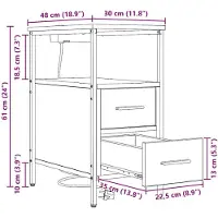 vidaXL Table de chevet Chêne noir 30 x 48 x 61 cm Bois d'ingénierie