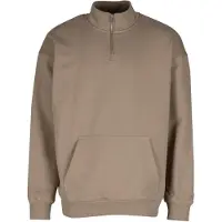 DEF Sweat-shirt décontracté pour homme, fermeture éclair, poignets côtelés, coton, beige