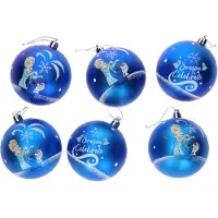 Disney Frozen boule de noël frozen memories 6 unités bleu blanc plastique (ø 8 cm)