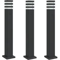 vidaXL Lampes d'allée avec prise de courant 3 pcs. noir 80 cm aluminium