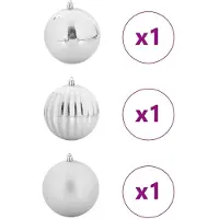 vidaXL Ensemble de Boules de Noël 3 pcs Argent Plastique